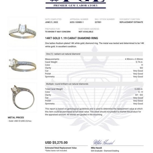 Beautiful 1.19 Carat Diamond Ring!! - Picture 4 of 4